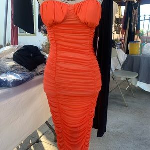 NWT Fore Collection Summer 22 Must Have Bustier Ruched Form Fitting Dress